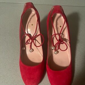 Kate Spade Gena Vibrant Red Heels with Bow Detail Sz 7.5